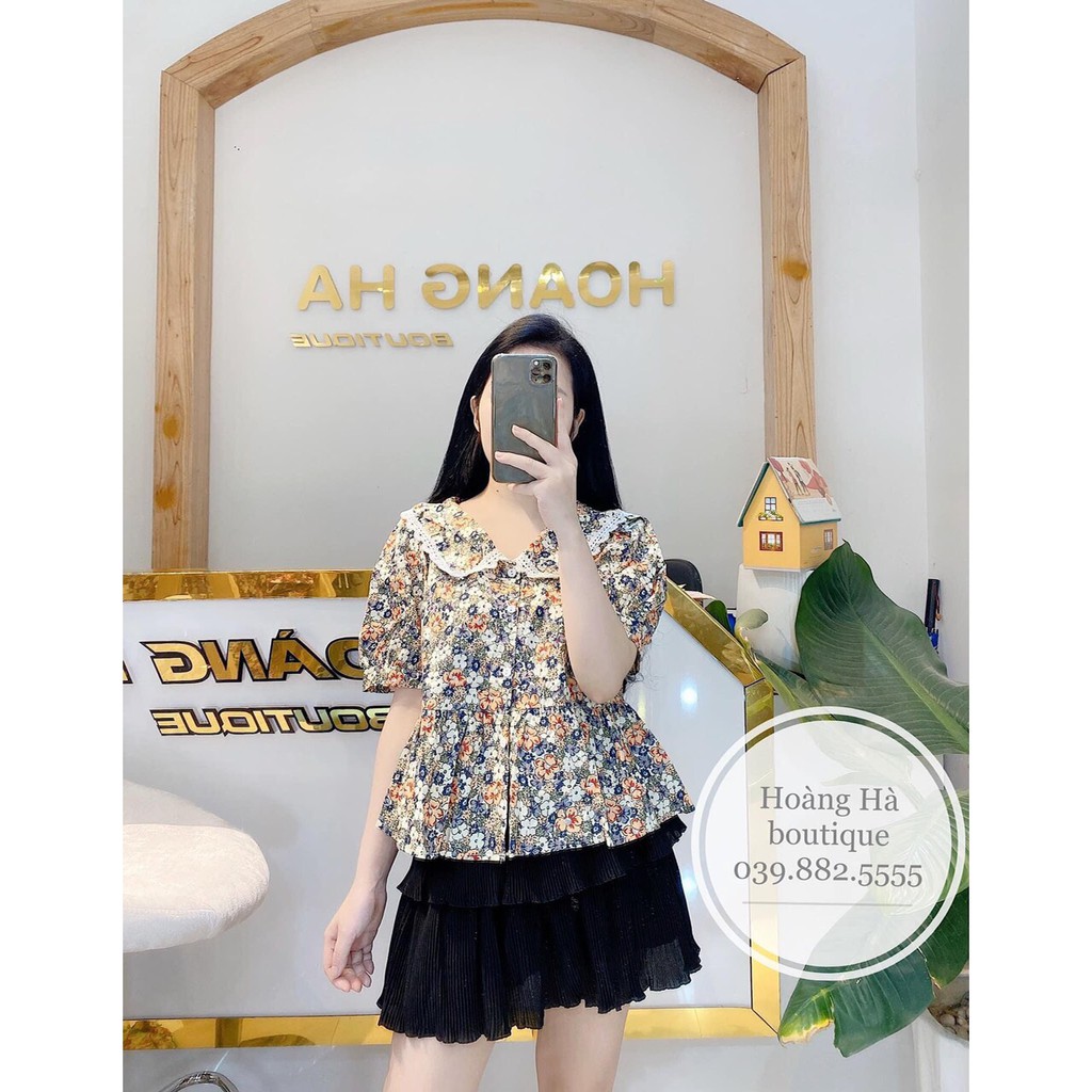G41. 2652. ÁO HOA CỔ VIỀN REN