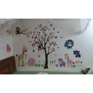 decal dán tường vườn thú lớn