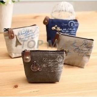 Topmall Ví nhỏ đựng tiền xu bằng vải canvas ví nữ giá rẻ ví da cao cấp ví cầm tay bóp mini ví cầm tay nam cover passport