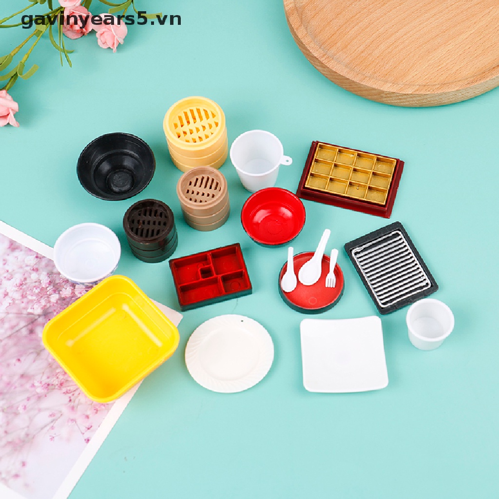 Set 3 Khay Đựng Thức Ăn Đồ Chơi Mini Màu Trắng Cho Nhà Búp Bê