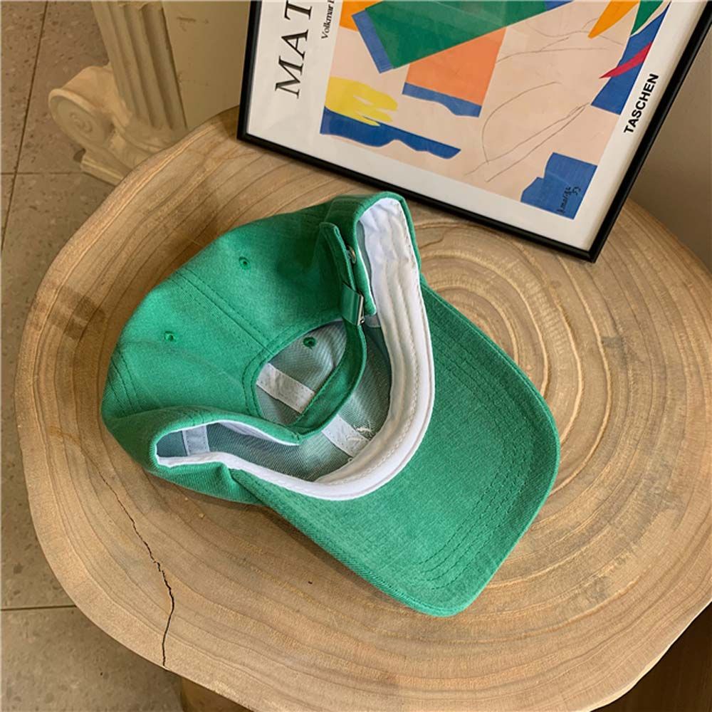 Mũ lưỡi trai mềm màu xanh lục hình mặt cười đơn giản thời trang Hàn Quốc