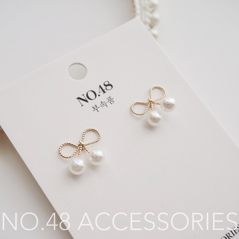 Khuyên tai bông tai ngọc nơ nhỏ phong cách Hàn quốc NO.48 accessories - 461