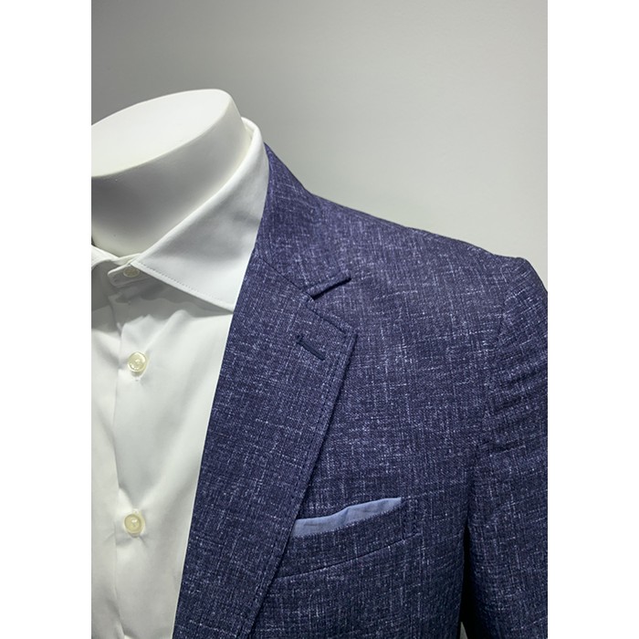ÁO BLAZER NAM HÀN QUỐC MÀU XANH COBAN ĐẬM CÓ VÂN SỌC TRẮNG - FNUJK N637-2