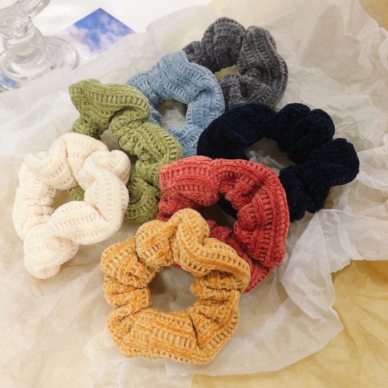 Dây buộc tóc dệt kim nhiều màu sắc ngọt ngào đơn giản dễ thương