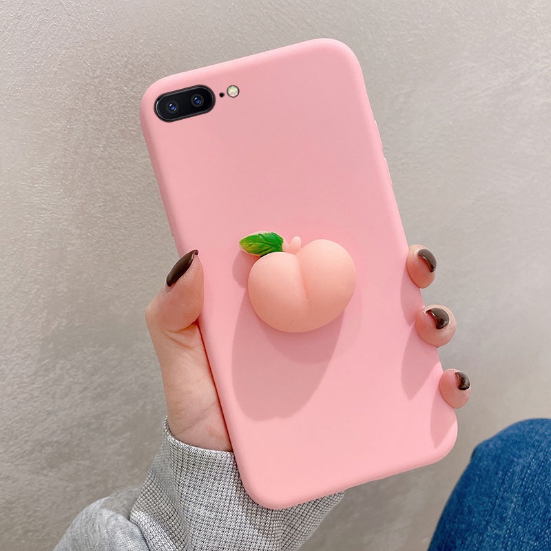 Ốp Điện Thoại Mềm Hình Quả Đào Màu Hồng Dễ Thương Cho Iphone 12 Mini 11 Pro Max X Xs Max Xr 5 6 Se 2020 7 8 Plus