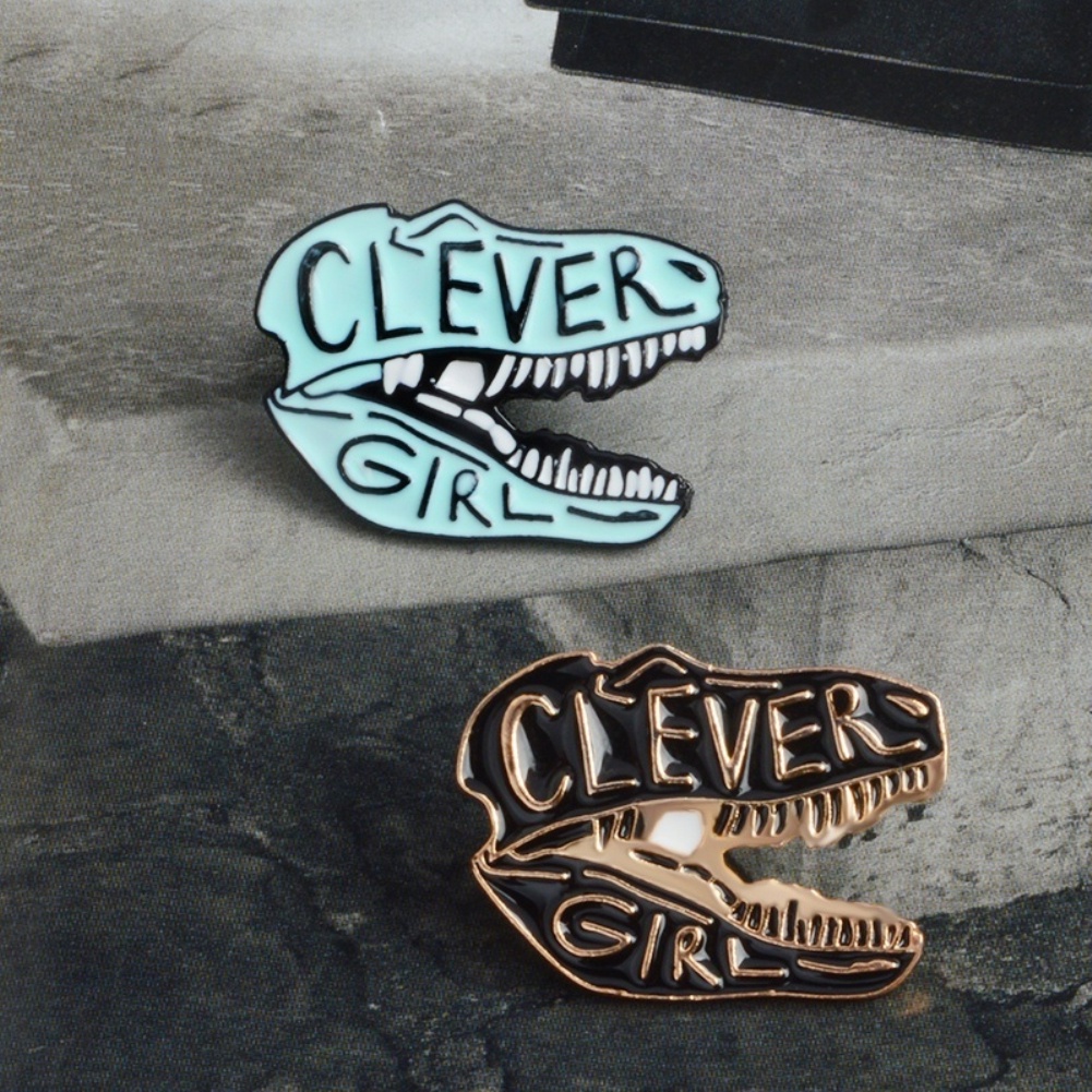 YOML✔Dinosaur Head Letters Print Enamel Unisex Brooch Pin Coat Sweater Shirt Ornament