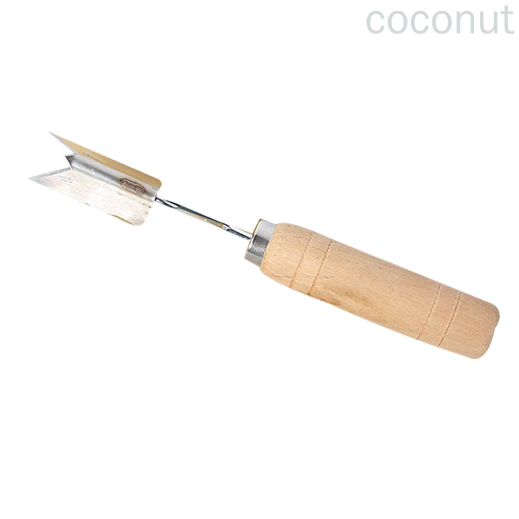 Dụng cụ cắt dứa hình chữ V bằng thép không gỉ tay cầm gỗ