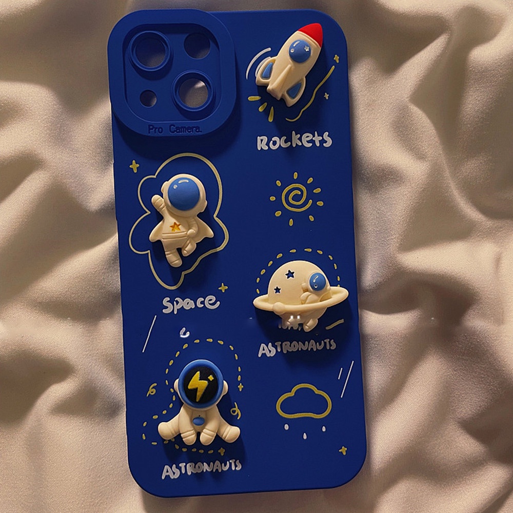 Retro 3D Astronaut Space Toy Phone Case for IPhone 13 12 11 Pro Max X XR 8 7 Plus Shock Resistant Anti Knock Soft TPU Cover | BigBuy360 - bigbuy360.vn