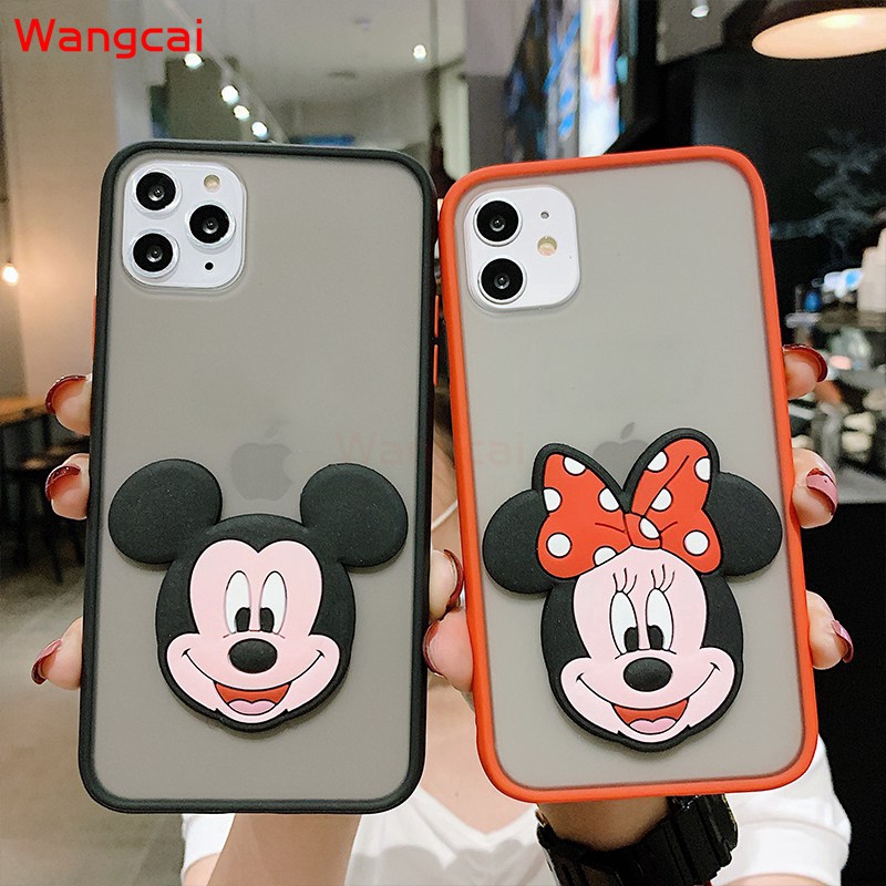 OPPO A8 A31 A91 A9 A5 2020 F11 Pro A7 A5S A5 A3S Phone Case Mickey Minnie Cartoon Cute Clear Transparent Soft Contrast Color Frame Matte Hard PC Case Cover