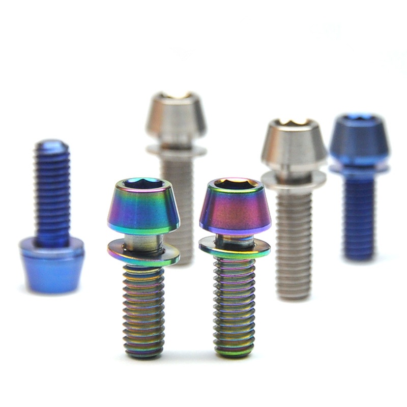 Bộ Bu Lông Ốc Vít M5 X 16mm M5*18 M5x20 Bằng Titan Màu Xanh Dương Đen Vàng Kèm Vòng Đệm Cho Xe Đạp