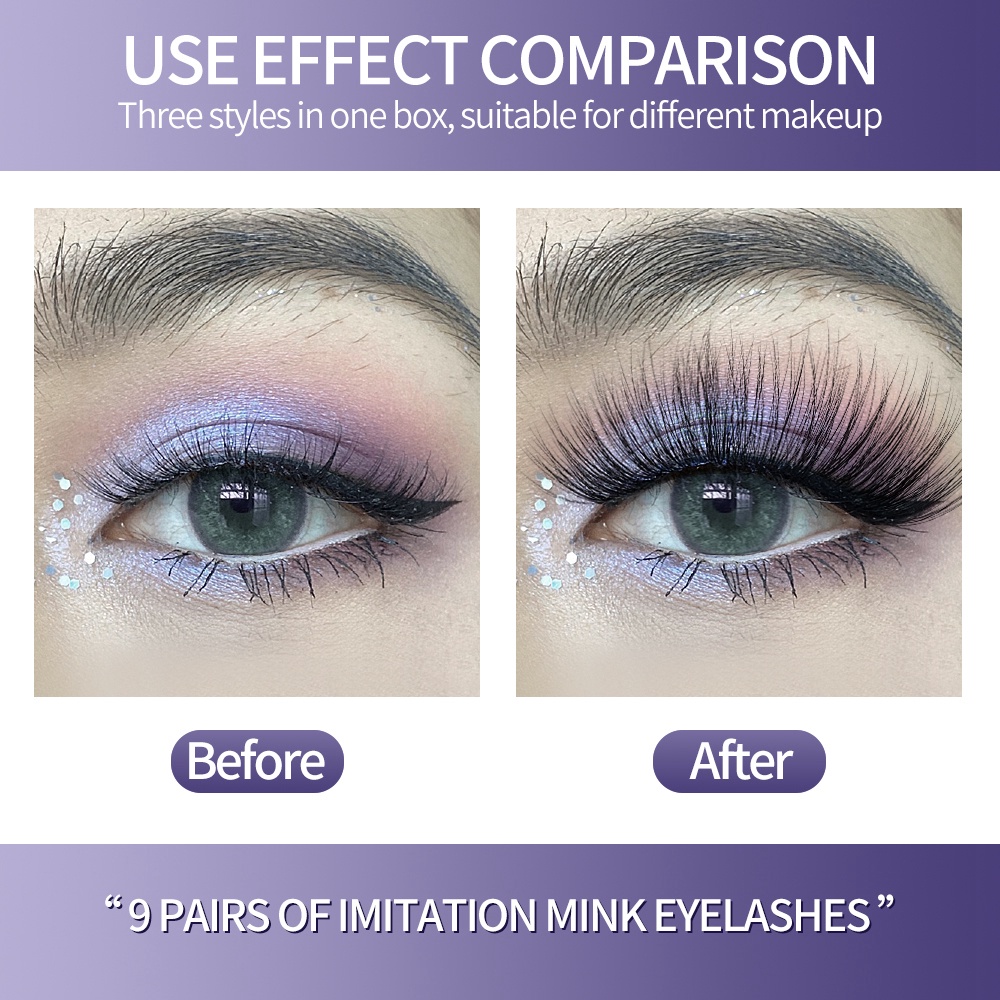 Set 9 Cặp Lông Mi Giả Chống Nước Có Thể Tái Sử Dụng Tiện Lợi