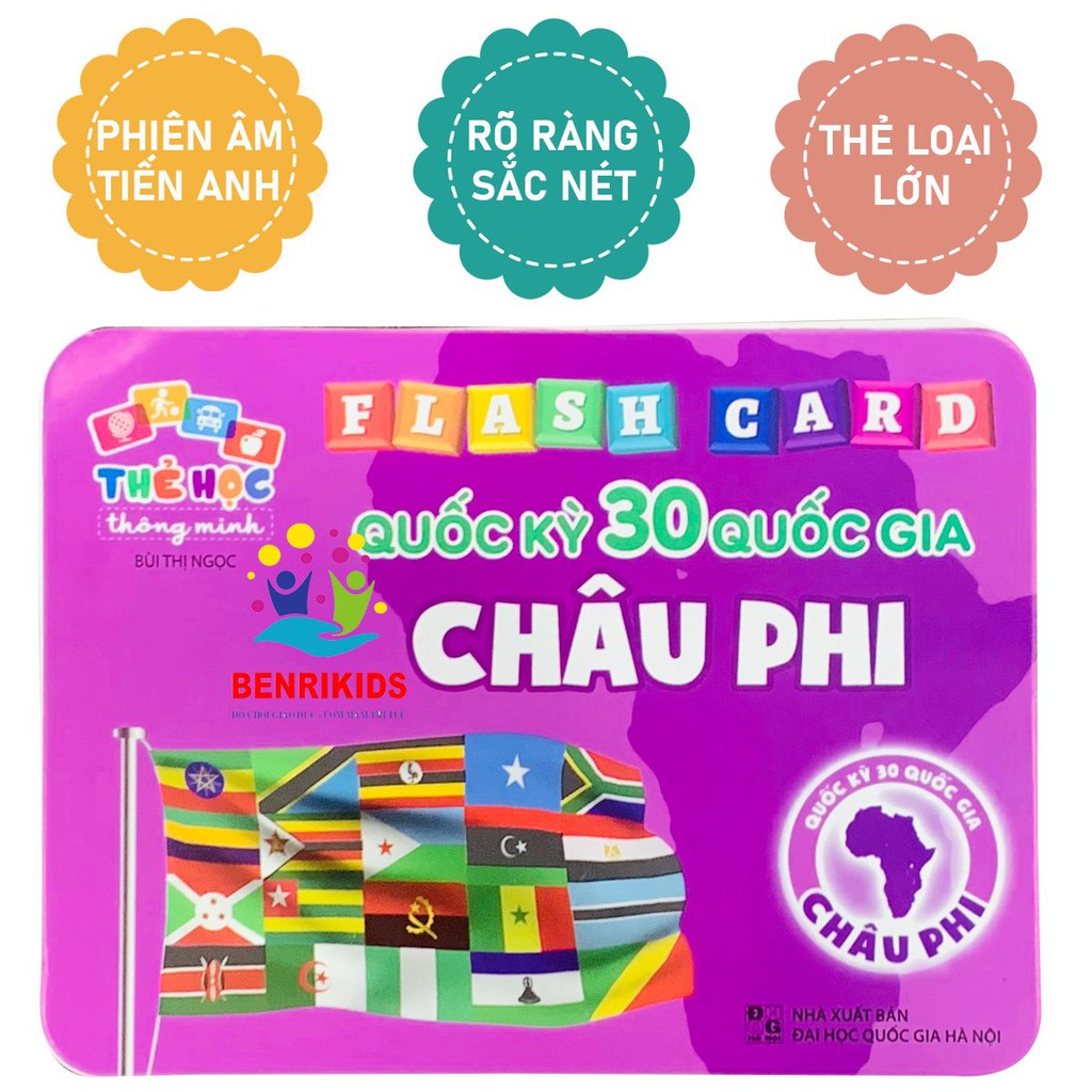 Thẻ Song Ngữ Có Hình Ảnh Và Phiên Âm Bộ Thẻ Quốc Kỳ Các Quốc Gia Châu Phi