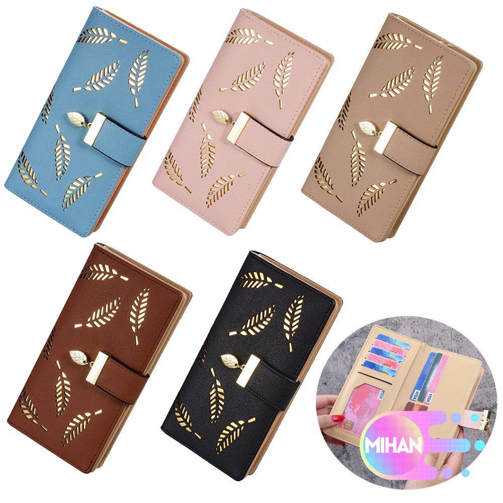 Ví da cầm tay dáng dài có khóa kéo nhiều màu sắc tùy chọn đa năng thời trang dành cho nữ