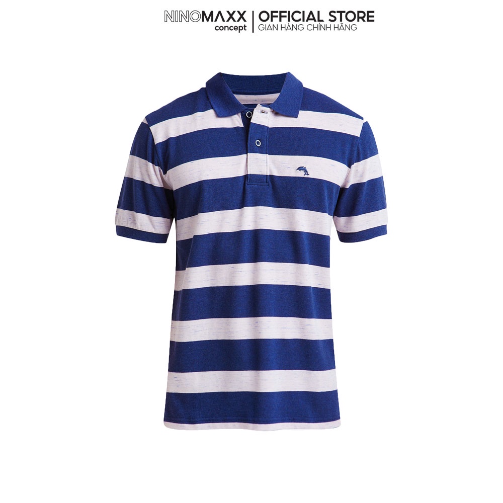 Ninomaxx Áo Thun Polo Nam cổ bẻ có sọc ngang xanh trắng – 1906002