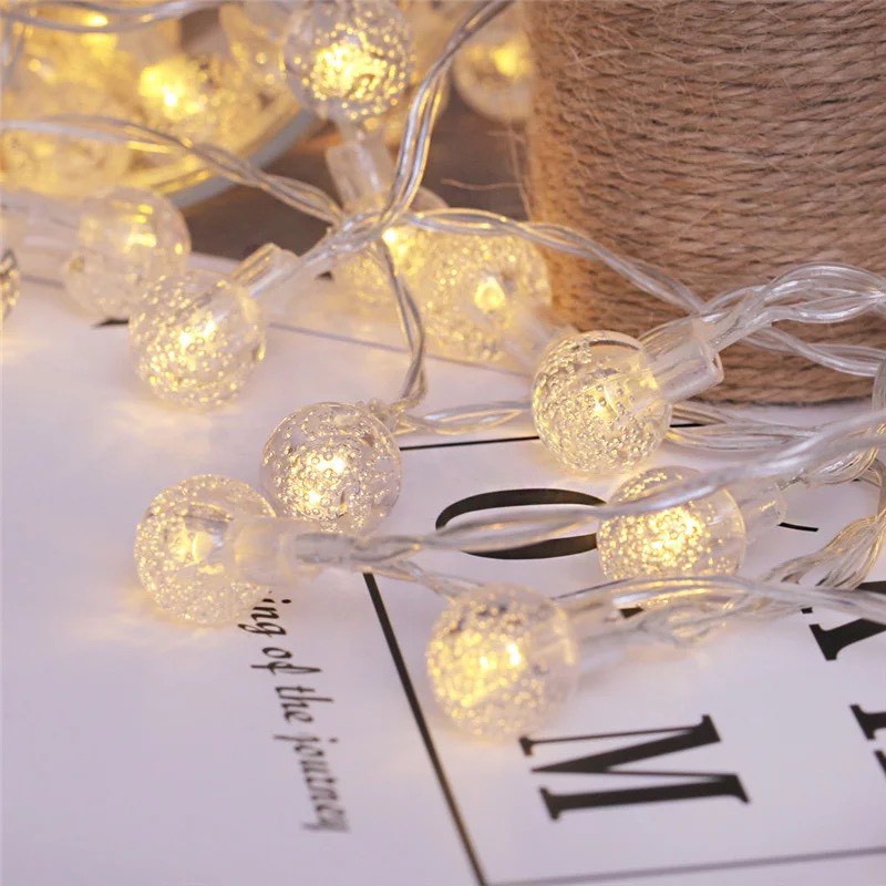 Dây đèn 10m Led Trang trí Bi bọt nước trong veo đẹp mắt , giáng sinh noel, năm mới, tết - có giắc nối tiếp