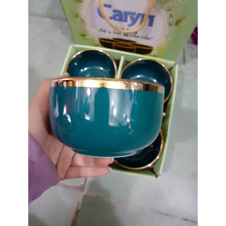 Bộ 4 chén gốm tráng men Quà tặng từ Caryn