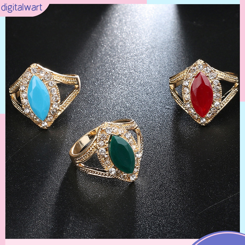 Nhẫn đeo tay kim loại đính đá vintage cho nữ