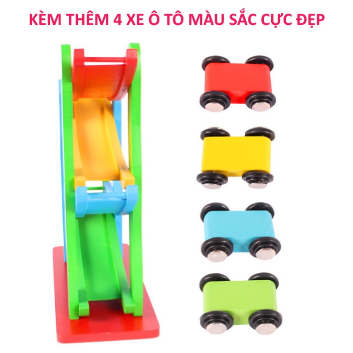 Đồ chơi cho bé Xe cầu trượt 4 tầng bằng gỗ ETOYS giúp trẻ chơi vui nhanh nhẹn thông minh