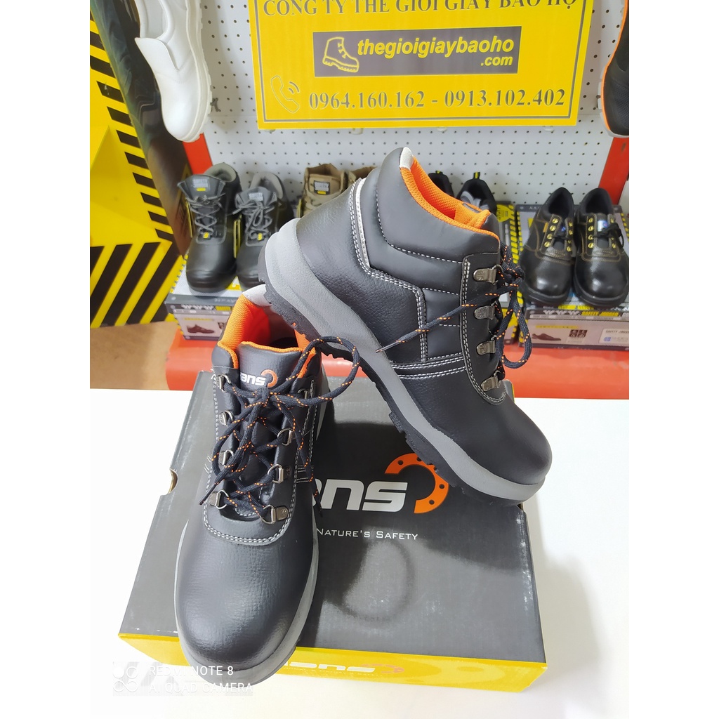 Giày bảo hộ lao động Hans HS55 Siêu Nhẹ, Chất Da Bò Tốt, Chống Thấm Nước, Đế PU Chống Hóa Chất