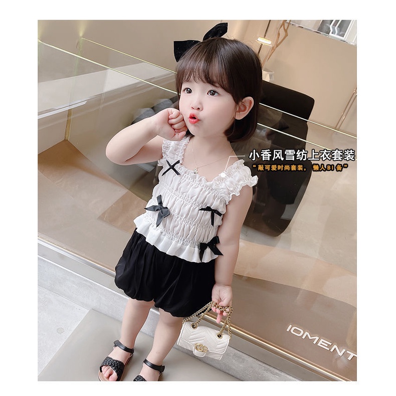 Bộ Đồ 2 Món Phong Cách Phương Tây Thời Trang Mùa Hè Hàn Quốc 2022 Mới Cho Bé Gái