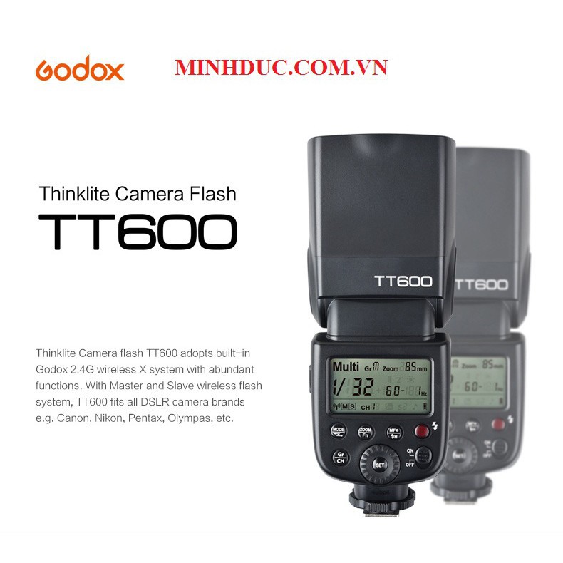 Đèn Flash Godox TT600 Godox TT600 Manual - GN60 - High speed sync for Canon Nikon Sony