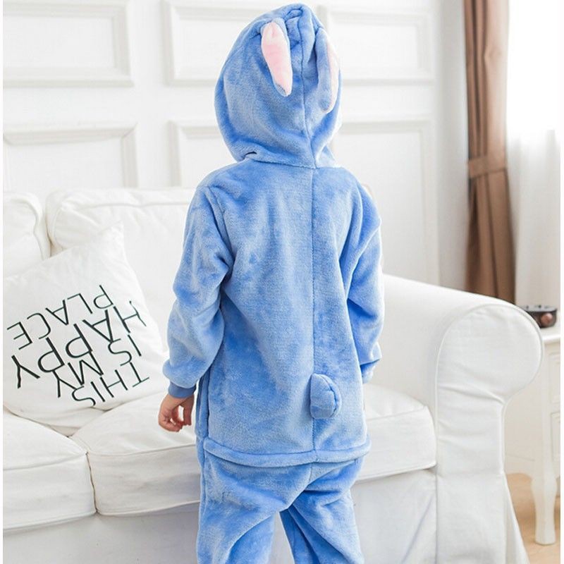 Bộ đồ stitch xanh của người lớn và trẻ em, bộ đồ thú stich