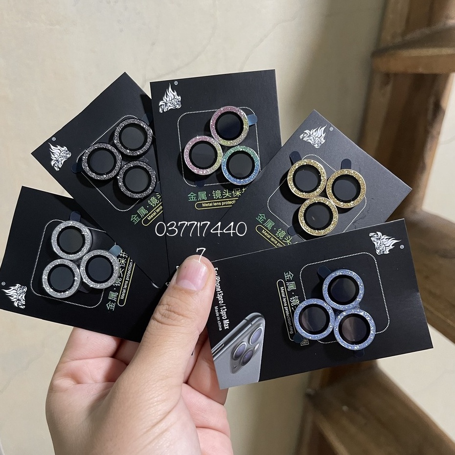 Bộ dán 3 mắt camera kim cương nhũ ĐÁ cho iPhone 13 Mini, 13, 13 Pro, 13 Pro Max nhũ titan lấp lánh cực nổi bật