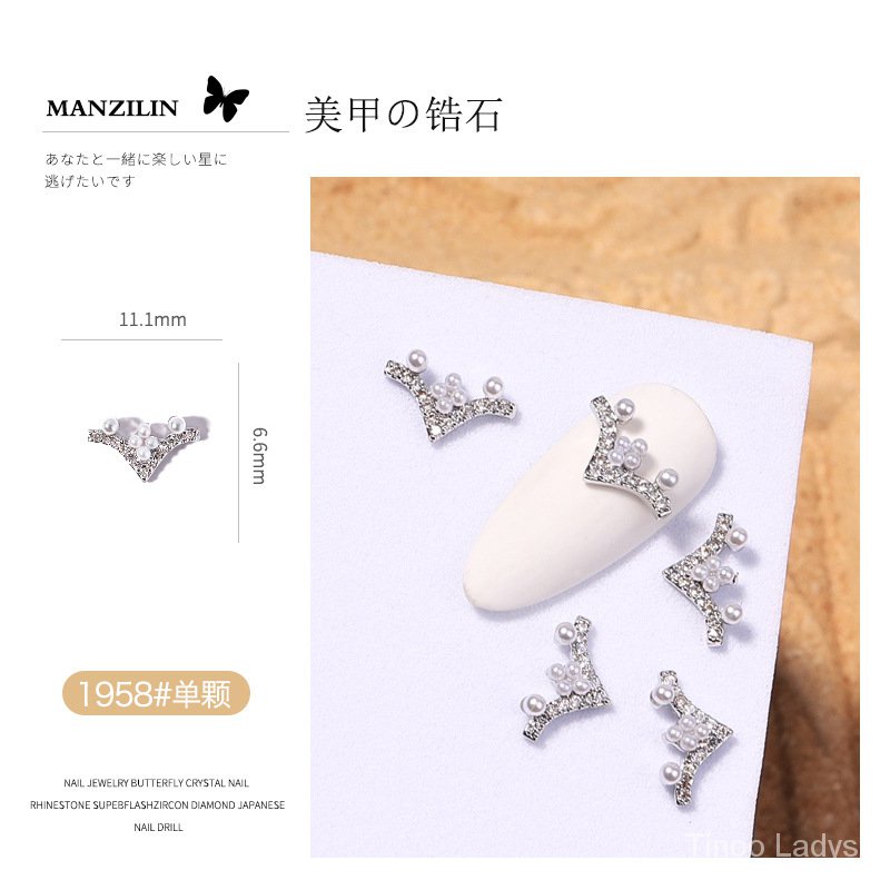 Có Sẵn Bán Sỉ Phụ Kiện Trang Trí Móng Tay Hình Bướm retro Đính Ngọc Trai Zircon Ngọc Trai Giả Phối Tua Rua Màu Sắc Cao Cấp