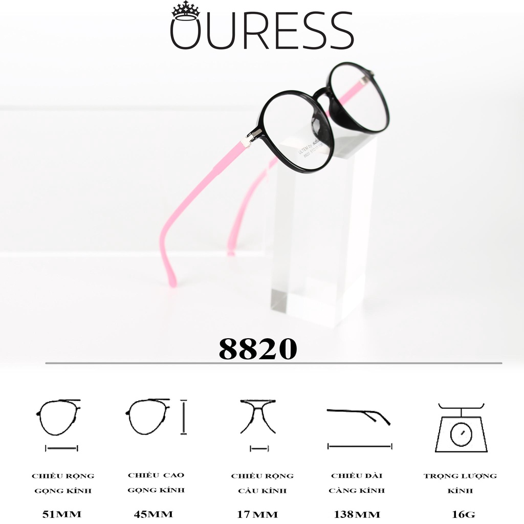 Gọng Kính Nhựa Ultem Cao Cấp Siêu Nhẹ Siêu Bền Thời Trang – Hàng Chính Hãng 8820