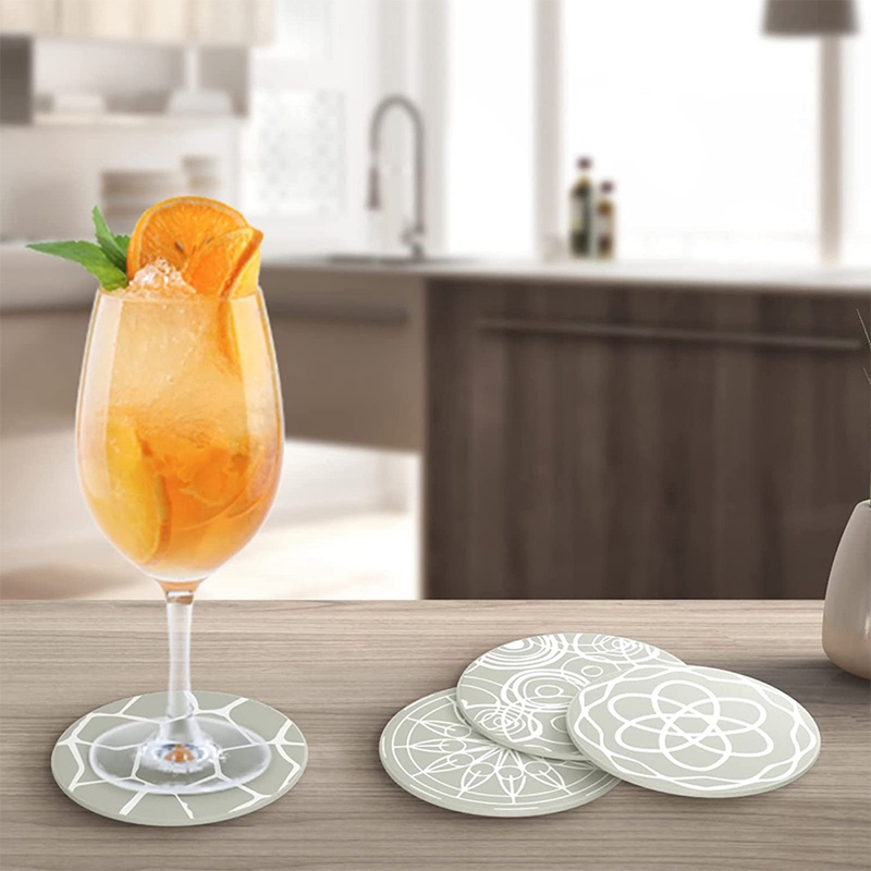 Bộ 8 Đế Lót Ly Bằng Silicone Mềm Chống Trượt Kèm Giá Đỡ Tiện Dụng