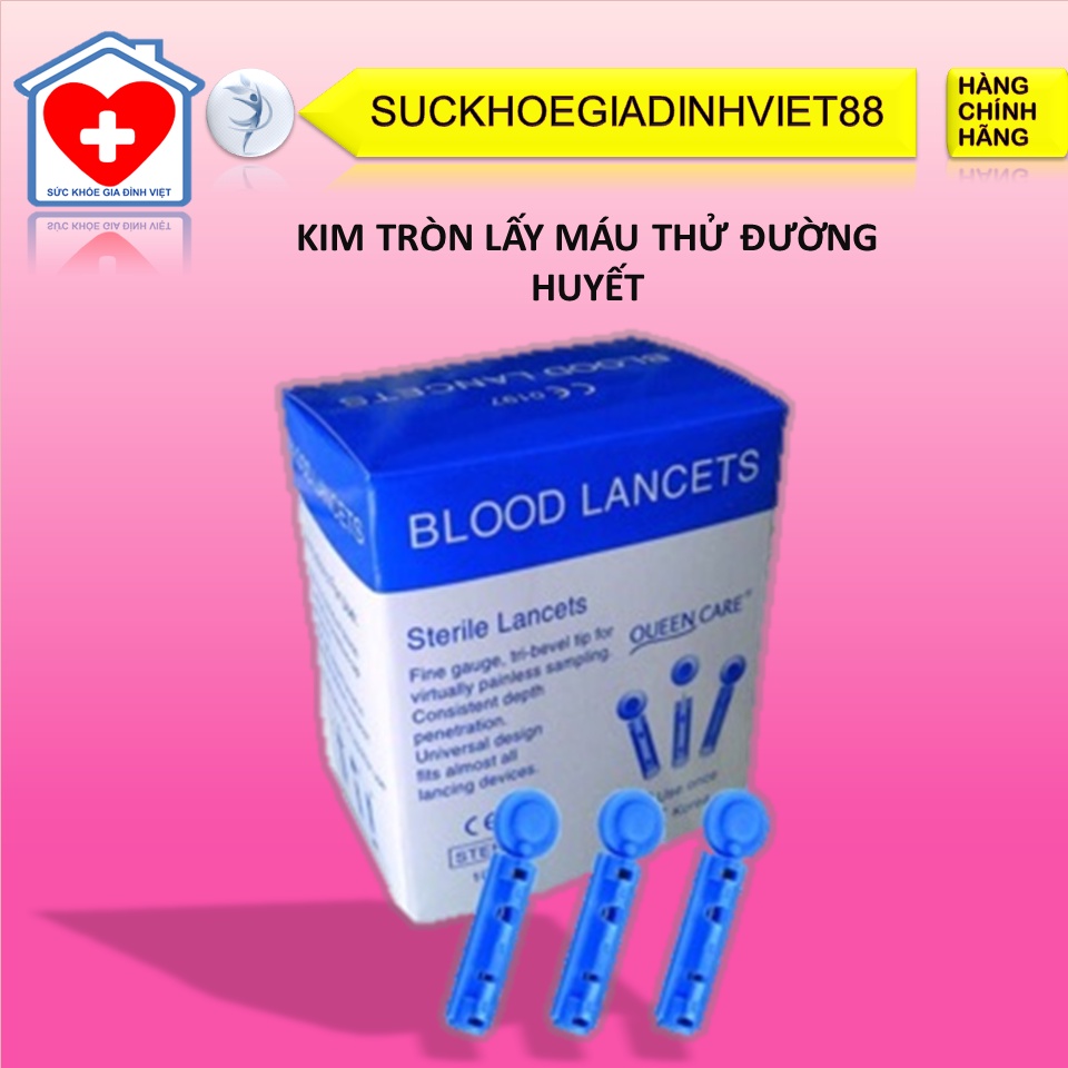 Kim tròn lấy máu thử đường huyết hộp 100 cây