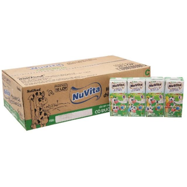  Sữa tiệt trùng Nuvita Có đường hộp 180ml ( một thùng 48 hôp)