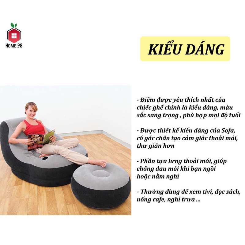 [Hàng Loại 1] Ghế Hơi Tựa Lưng Cao Cấp - Có Đệm Lót Chân - Ghế Hơi Sofa Giúp Thư giãn Thoải Mái -Bảo Hành Lỗi 1 Đổi 1