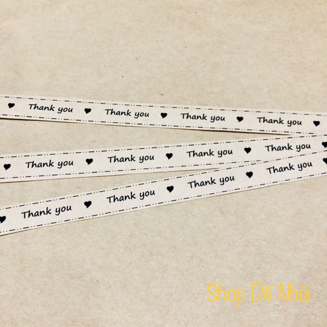 50 Ribbon Giấy Decal Kraft Chữ “THANK YOU”