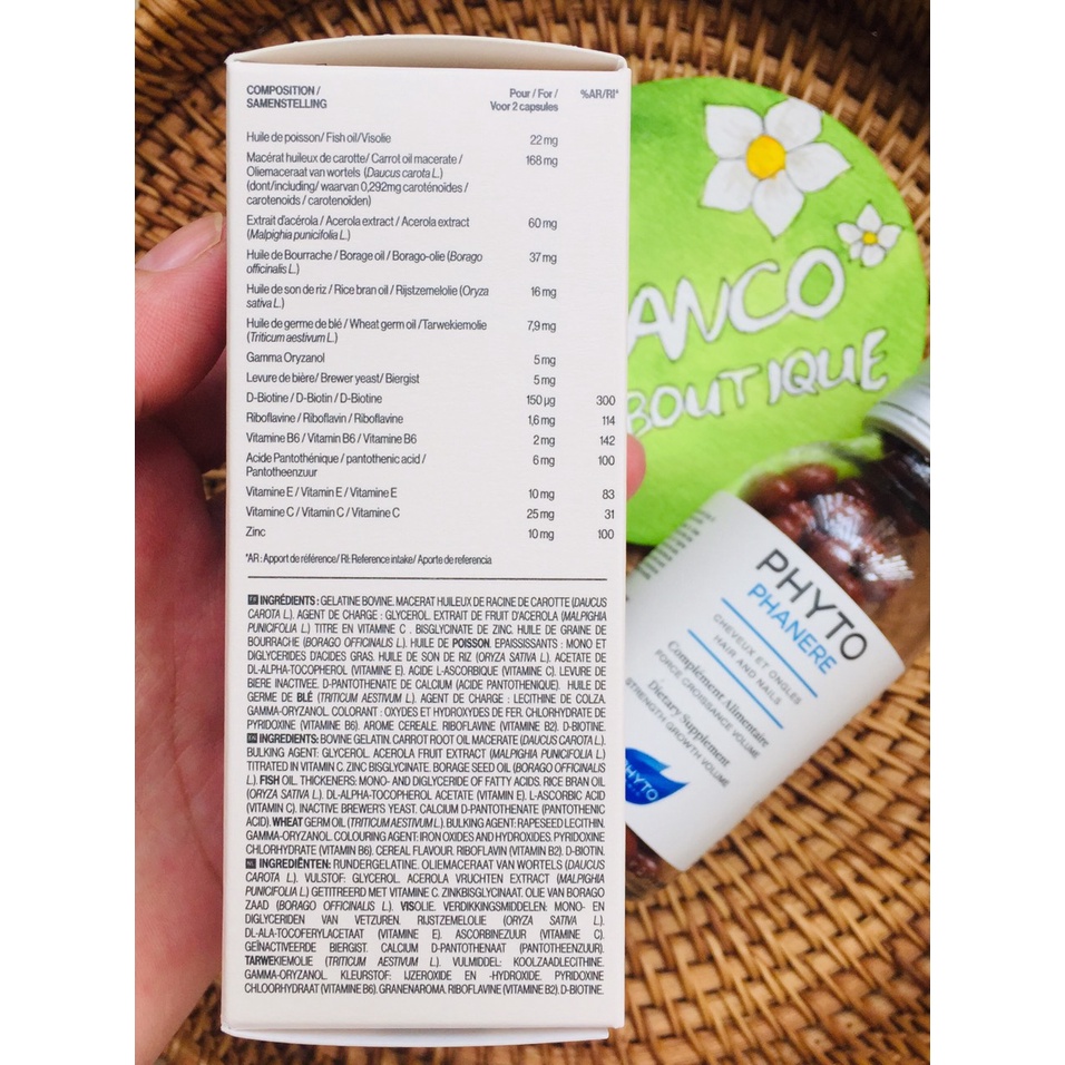 Viên hỗ trợ mọc tóc Phyto Pháp - hộp 120v Phytophanere