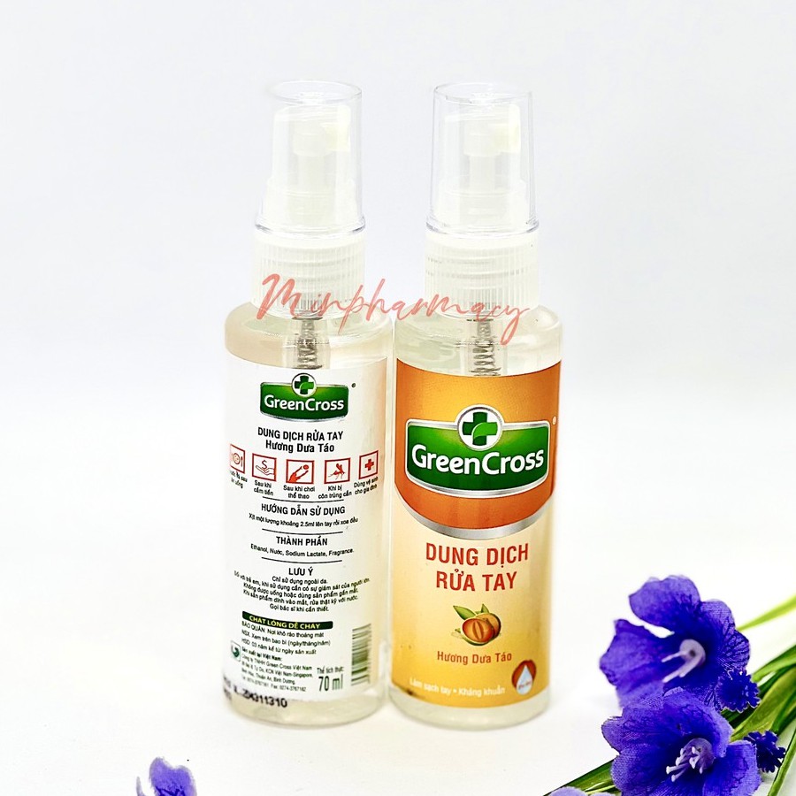 XỊT RỬA TAY DIỆT KHUẨN GREEN CROSS (NHIỀU MÙI HƯƠNG) CHAI 70ml - Minpharmacy