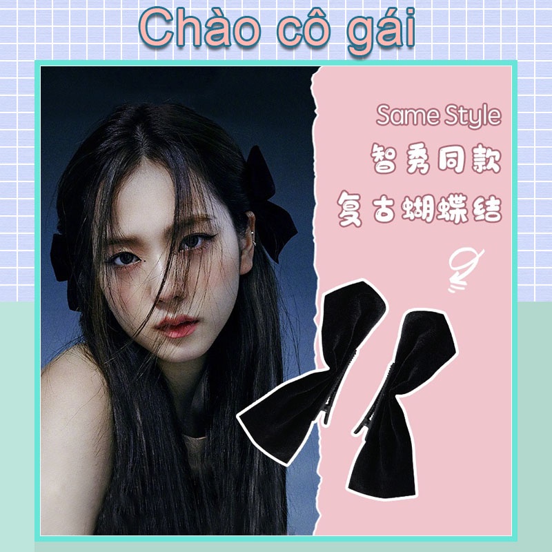 Set 2 kẹp tóc nơ vải lụa thời trang phong cách Hàn Quốc nhiều màu tùy chọn
