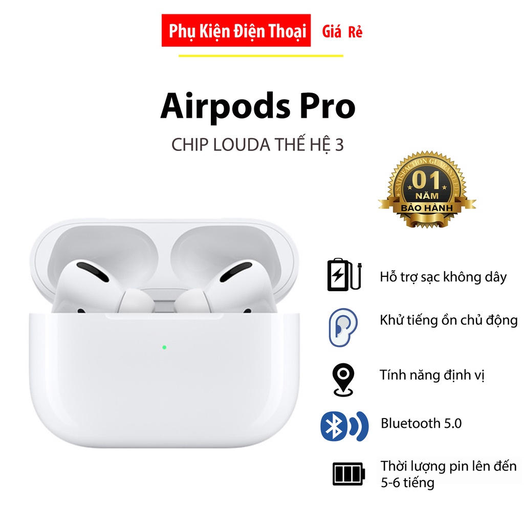 Tai Nghe Airpods Pro 3 / Tai Nghe Airpods Pro Thế hệ 3 Chip 1562A Louda Hồng Ngoại - Âm Thanh Vòm - Chống Ồn - Xuyên âm