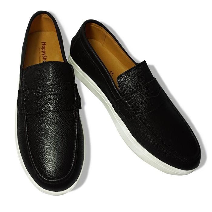 Giày Lười Nam Da Bò Thật Happyshoes HS37 Nâu