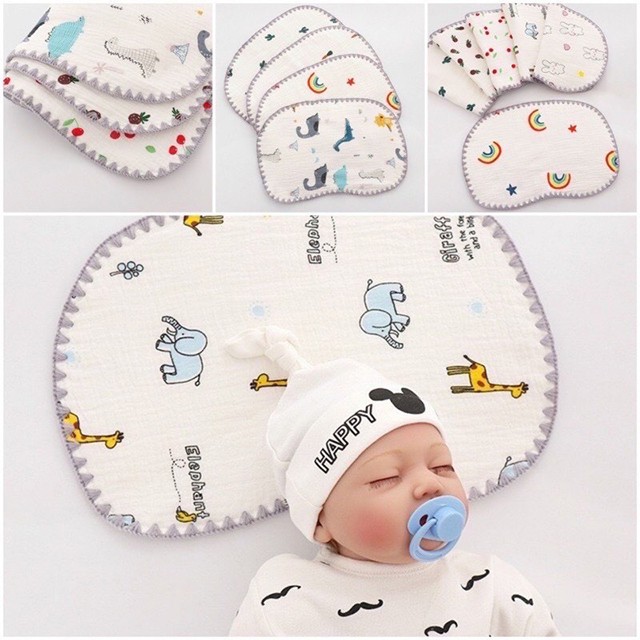 GỐI XÔ COTTON BABY CAO CẤP 10 LỚP CHO BÉ [CHỌN MẪU] SIÊU THẤM HÚT MỒ HÔI