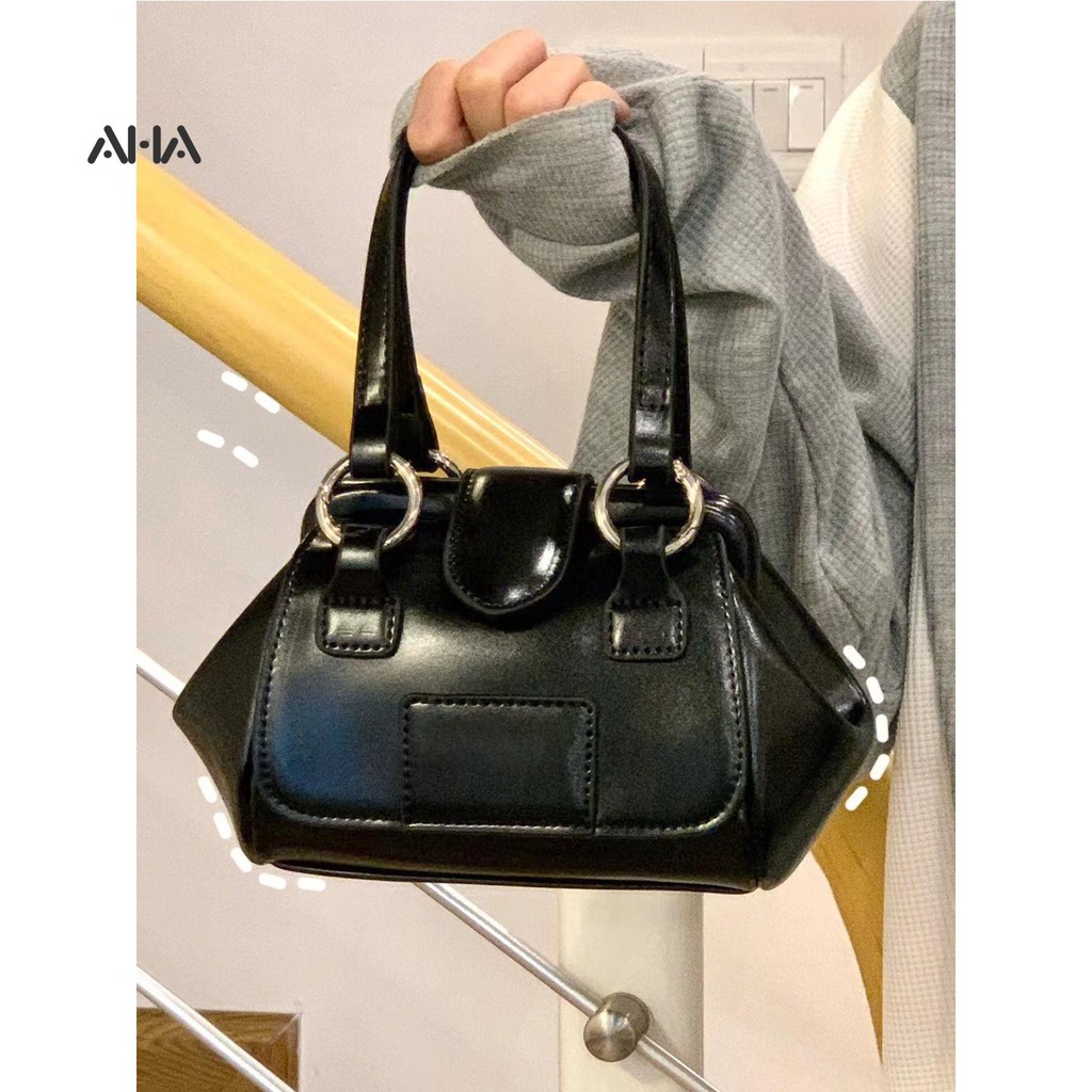 Túi xách AHA OFFICIAL đeo vai mini có khóa kim loại phong cách retro đơn giản dễ phối đồ