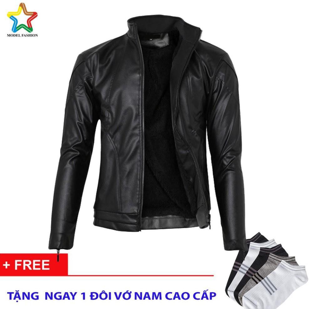 (Chính Hãng) Áo khoác da lót lông nam thời trang cao cấp modelfashionvn AKD021