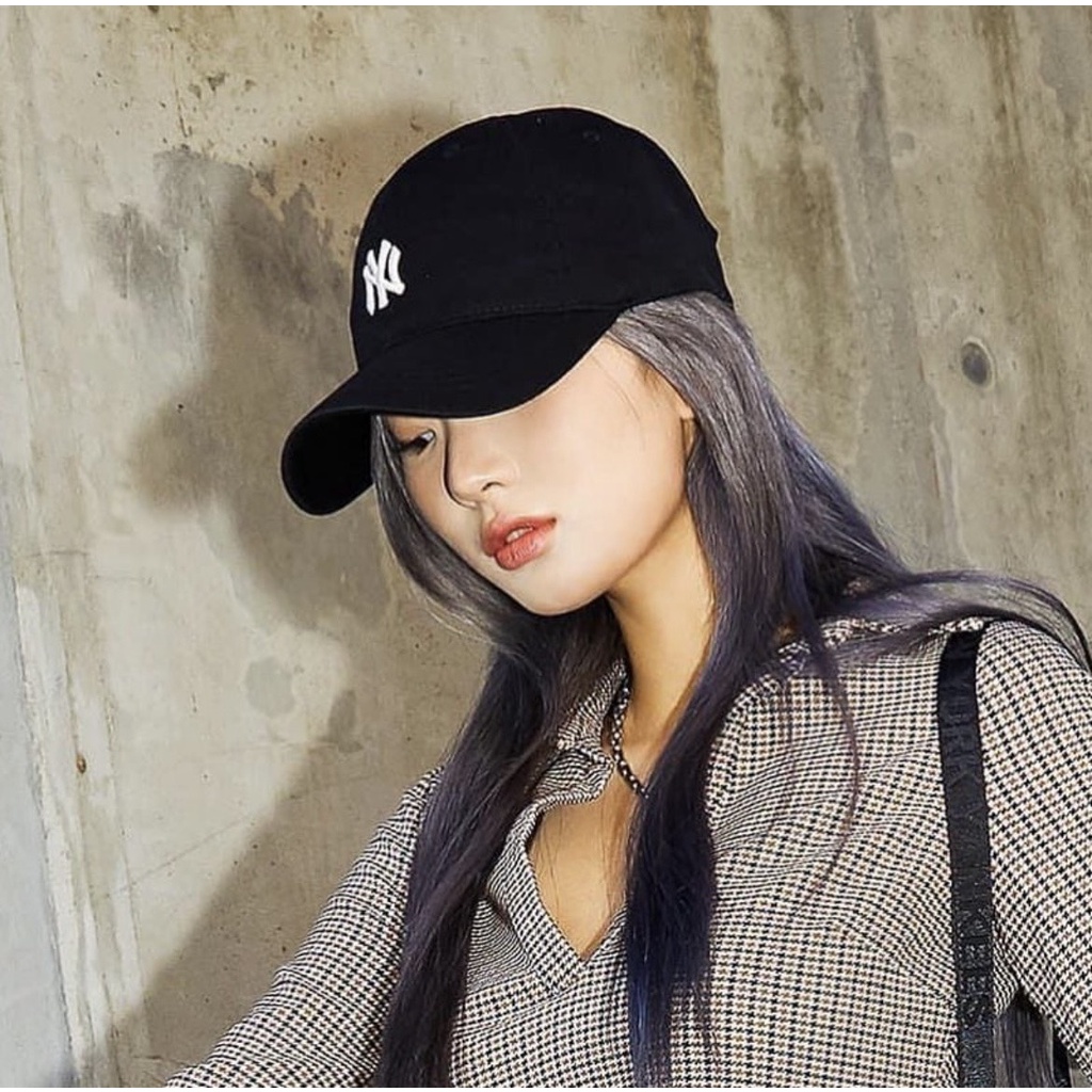Mũ MLB hàng hiệu Hàn Quốc_Logo NY nhỏ black