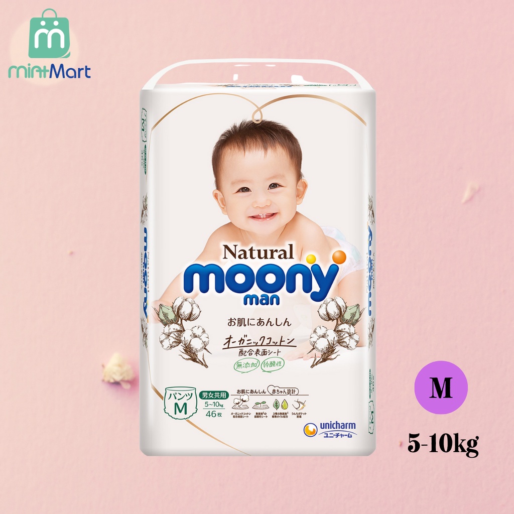 [Chính Hãng] Bỉm MOONY Natural trắng nội địa Nhật dán/quần đủ size NB63/S58/M46/L38/L36/XL32