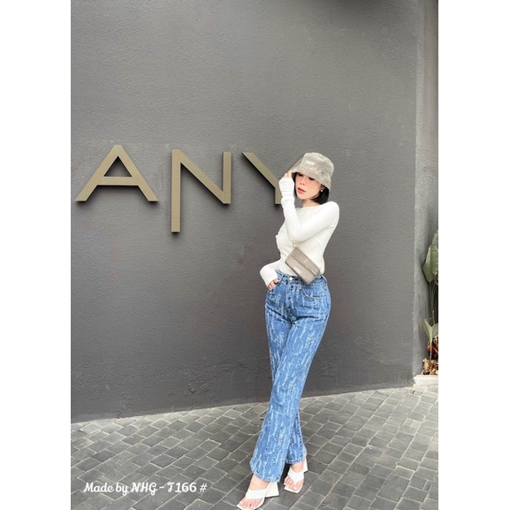Quần jeans suông ống rộng form đứng hoạ tiết xước chất jean mềm quảng châu cao cấp loại 1 siêu đẹp