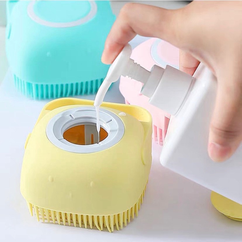 Bông Tắm Silicon Tạo Bọt massage có ngăn đựng xà bông hình vuông