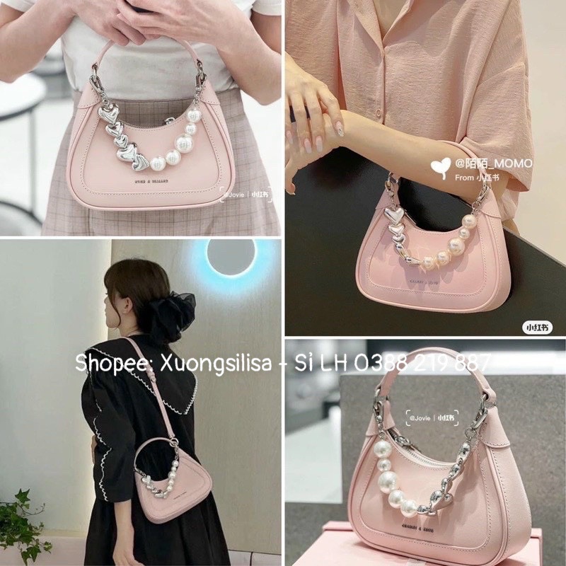 Túi Xách Nữ Túi Kẹp Nách Túi Đeo Chéo Đeo Vai Dáng Bầu Quai Tim Pha Ngọc Sang Chảnh