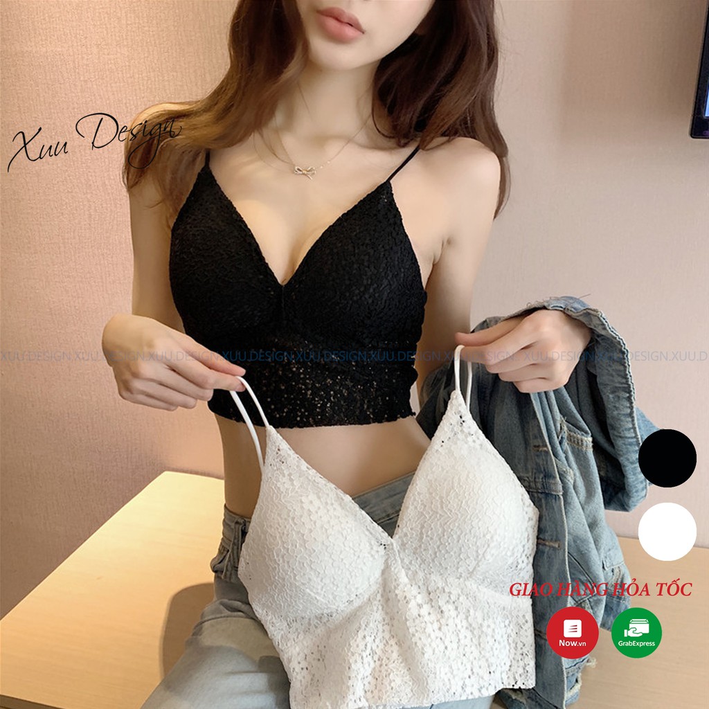 Áo bra 2 dây Xuu Design ren hoa Julia tạo khe Sexy - BR02