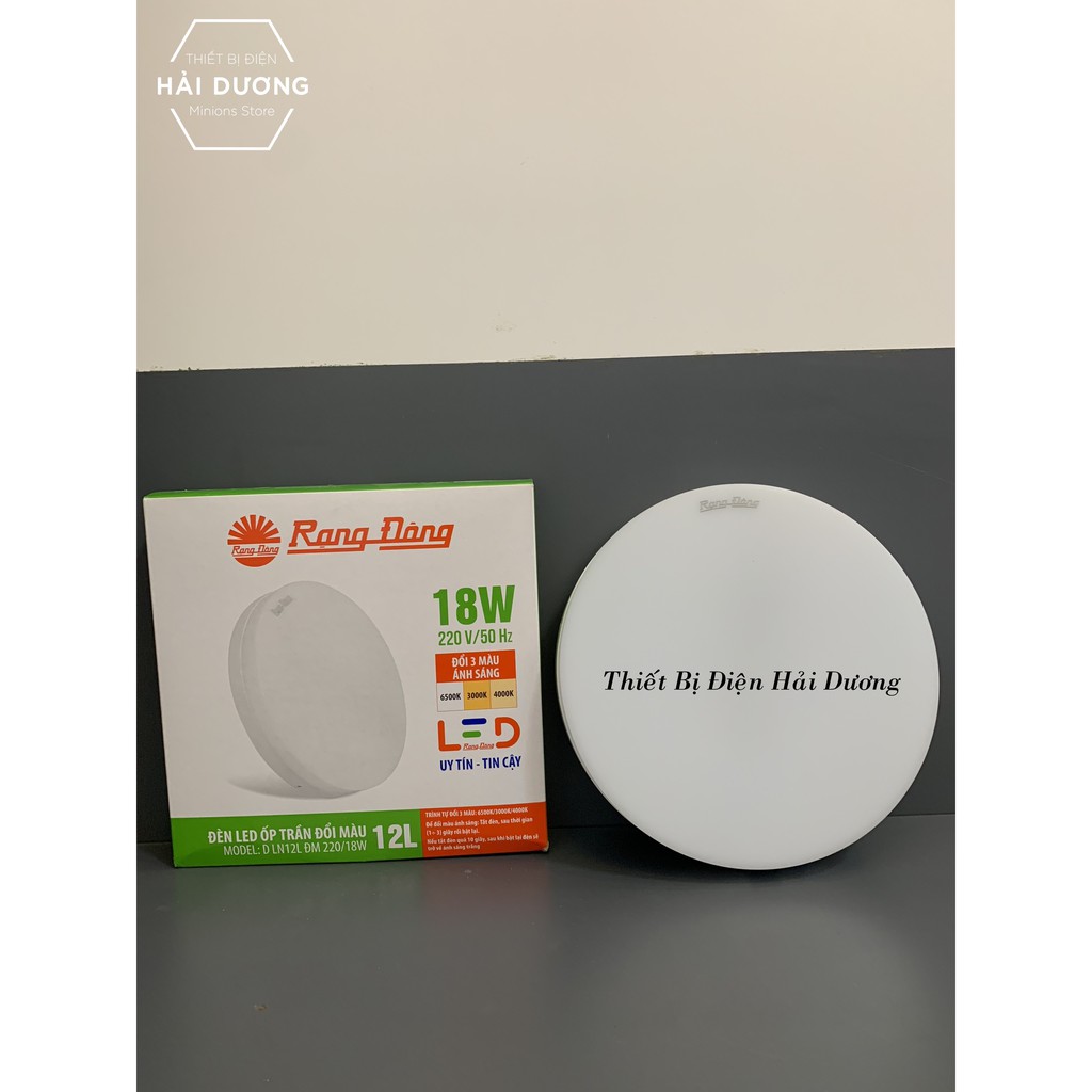 Đèn led ốp trần đổi màu D LN12L DM 220/18W Rạng Đông Vuông - Tròn Tràn Viền Vô Cực Đẹp Mắt