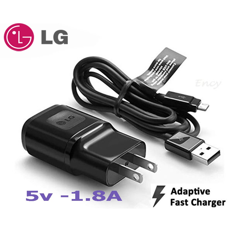 Bộ sạc điện thoại LG 1.8A hàng nhập khẩu kèm cáp MICRO USB sạc nhanh  dài 1.8 mét